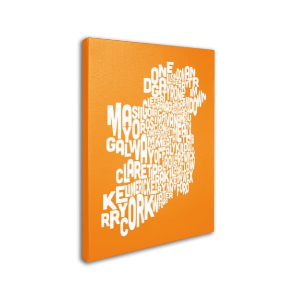 Michael Tompsett 'ORANGE-Ireland Text Map' Canvas Art,35x47